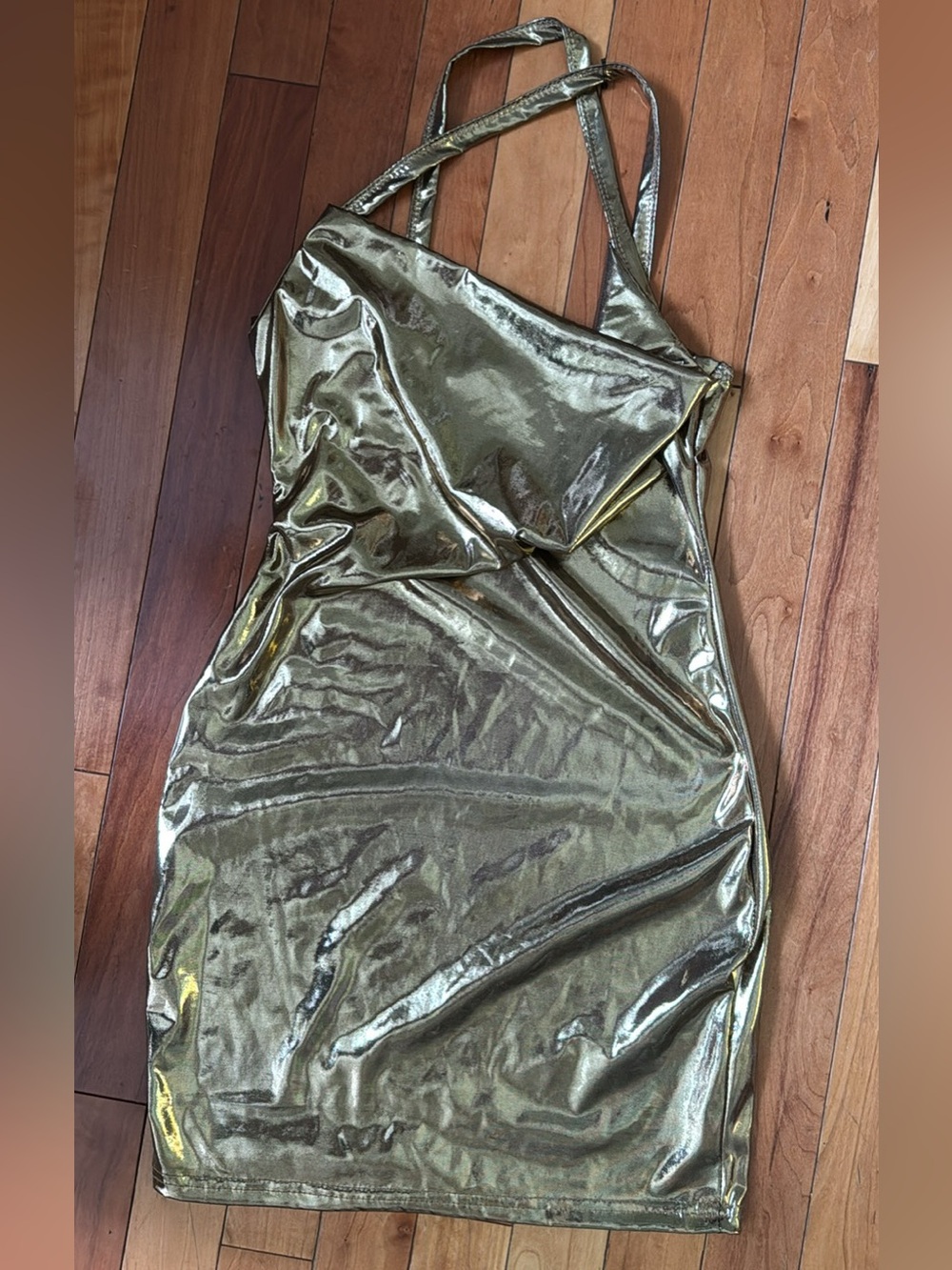 Metallic Gold Strappy Bodycon Dress